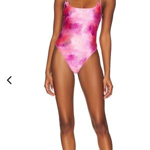 Camila Coelho Pink Tie-Dye One-Piece Swim Bodysuit